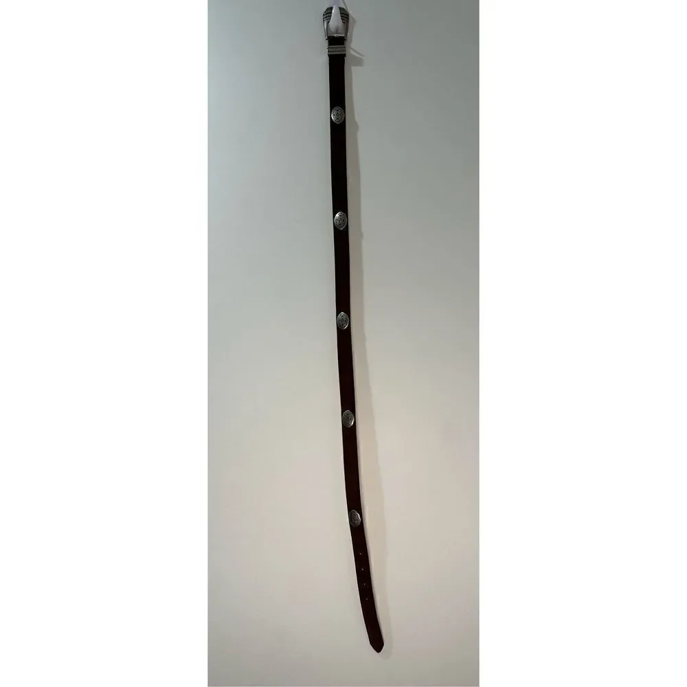 Woolrich 1’ Italian leather brown belt with silver accents size 38”. #5-1094